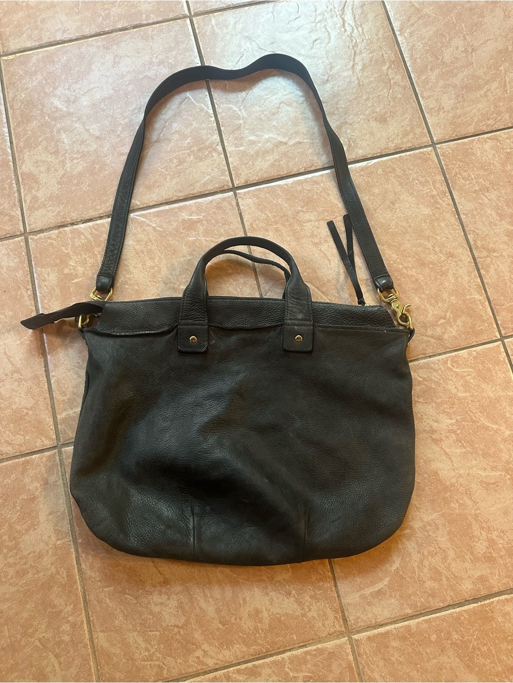 Black Leather Women’s Tote with Shoulder Strap